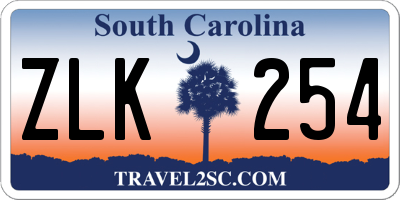 SC license plate ZLK254