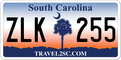 SC license plate ZLK255