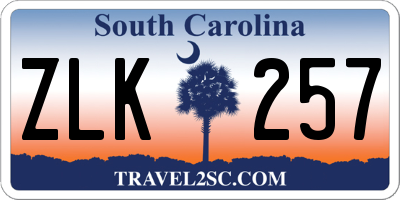 SC license plate ZLK257