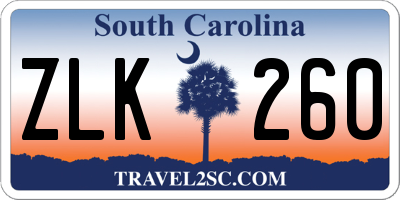 SC license plate ZLK260