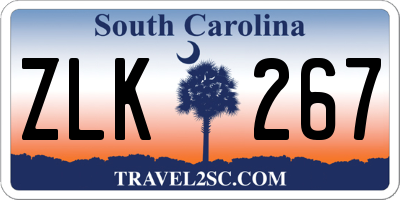 SC license plate ZLK267