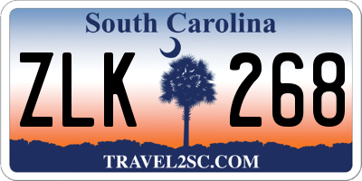 SC license plate ZLK268