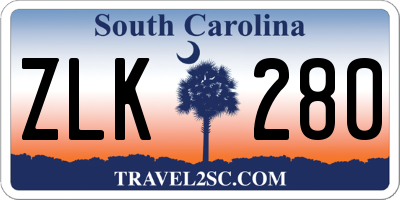 SC license plate ZLK280