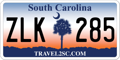 SC license plate ZLK285