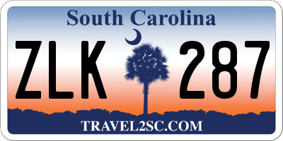 SC license plate ZLK287