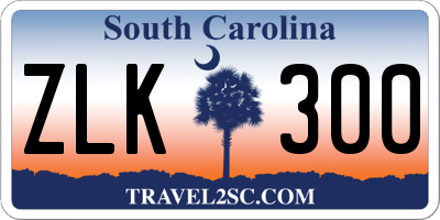 SC license plate ZLK300