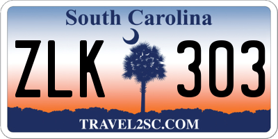 SC license plate ZLK303