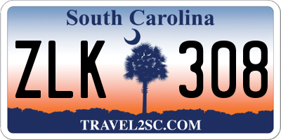 SC license plate ZLK308