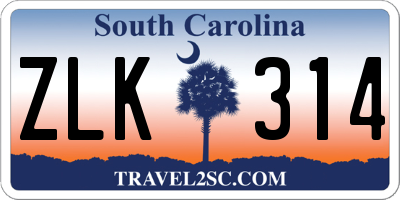 SC license plate ZLK314