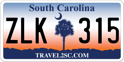 SC license plate ZLK315