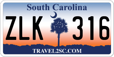 SC license plate ZLK316
