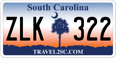 SC license plate ZLK322