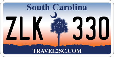 SC license plate ZLK330