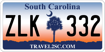 SC license plate ZLK332