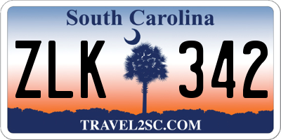SC license plate ZLK342