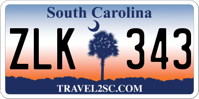 SC license plate ZLK343