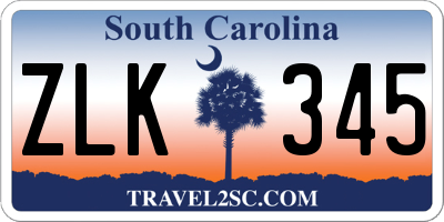 SC license plate ZLK345