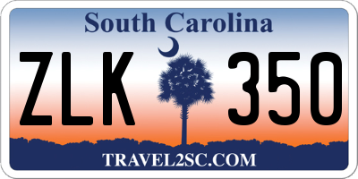 SC license plate ZLK350