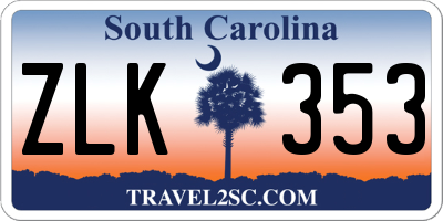 SC license plate ZLK353