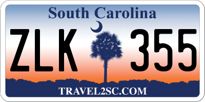 SC license plate ZLK355
