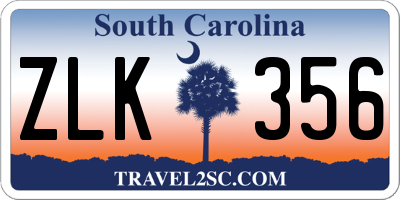 SC license plate ZLK356