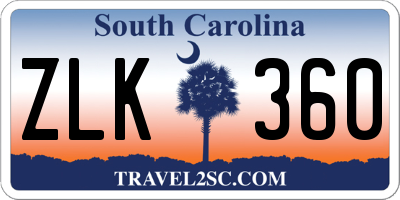SC license plate ZLK360