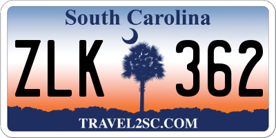 SC license plate ZLK362