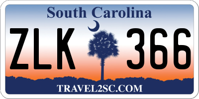 SC license plate ZLK366