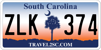 SC license plate ZLK374