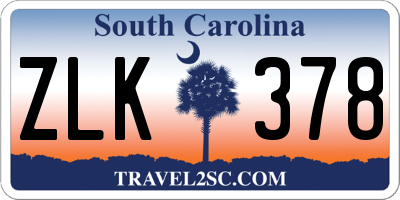 SC license plate ZLK378