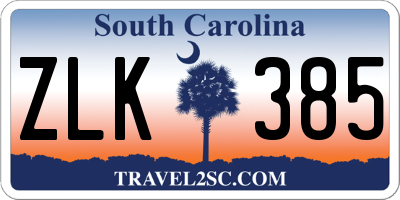 SC license plate ZLK385