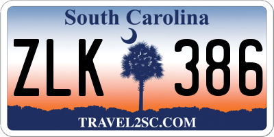 SC license plate ZLK386