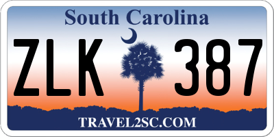 SC license plate ZLK387