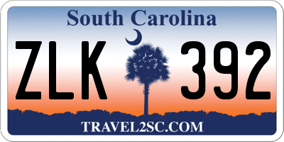 SC license plate ZLK392
