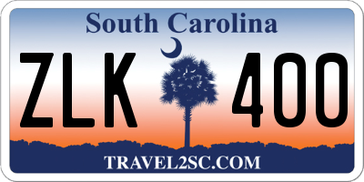 SC license plate ZLK400