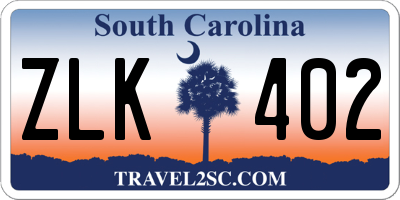 SC license plate ZLK402