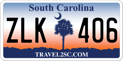 SC license plate ZLK406