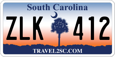 SC license plate ZLK412