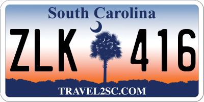 SC license plate ZLK416