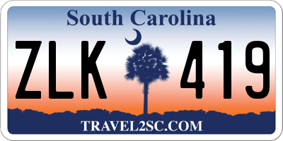 SC license plate ZLK419