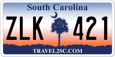 SC license plate ZLK421