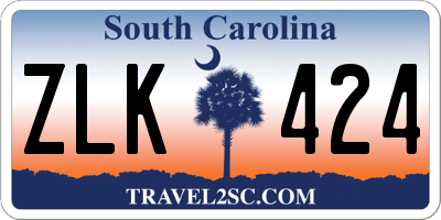 SC license plate ZLK424