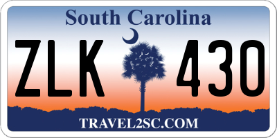 SC license plate ZLK430