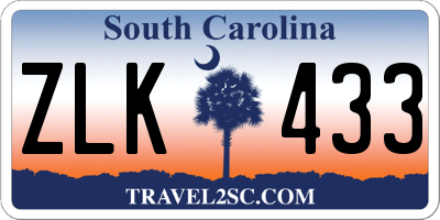 SC license plate ZLK433