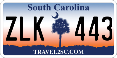 SC license plate ZLK443