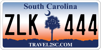 SC license plate ZLK444