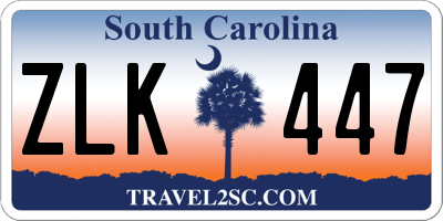 SC license plate ZLK447