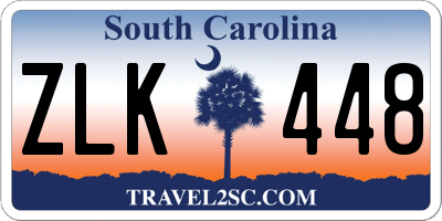 SC license plate ZLK448