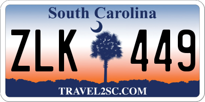 SC license plate ZLK449
