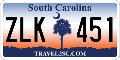 SC license plate ZLK451